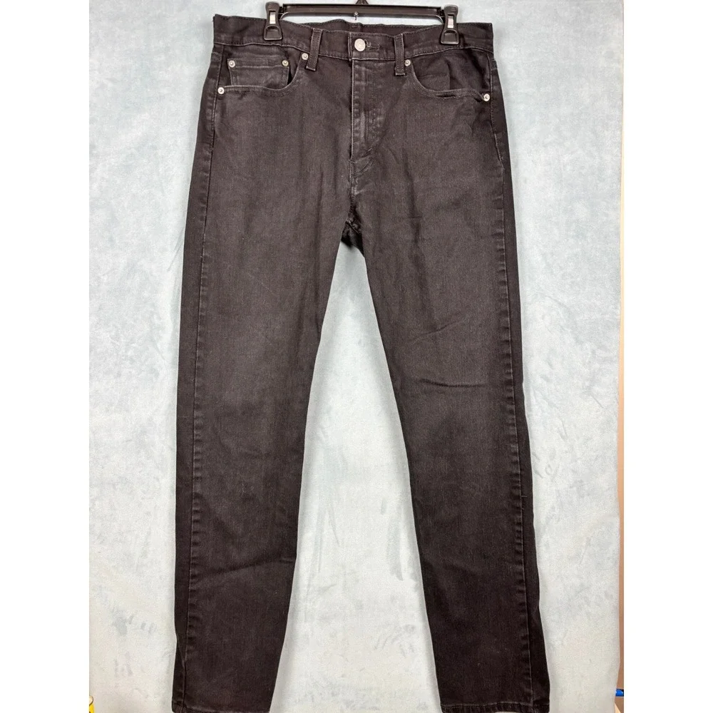 Levis 502 Regular Taper Jeans Mens 34x34 Black Water Less Denim Pants